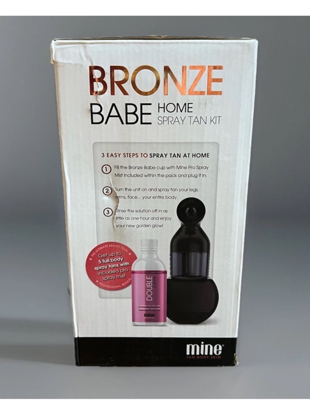 MineTan Bronze Babe Home Spray Tan Kit Machine w 8oz Double Dark Spray Mist PINK - Picture 12 of 12
